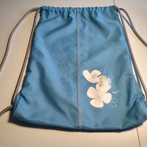 Nike Light Blue with Flowers Drawstring Backpack Gym Bag